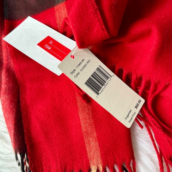 Cashmink Red Plaid Fringe Scarf Soft Lightweight Winter Wrap - Picture 8 of 10